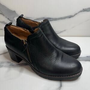 NWOB Easy Spirit Women's Black Leather Chunky Heel Comfort Secosa Boots Sz 7.5